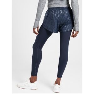 Athleta Navy Rainier 2 in 1 Tights Leggings